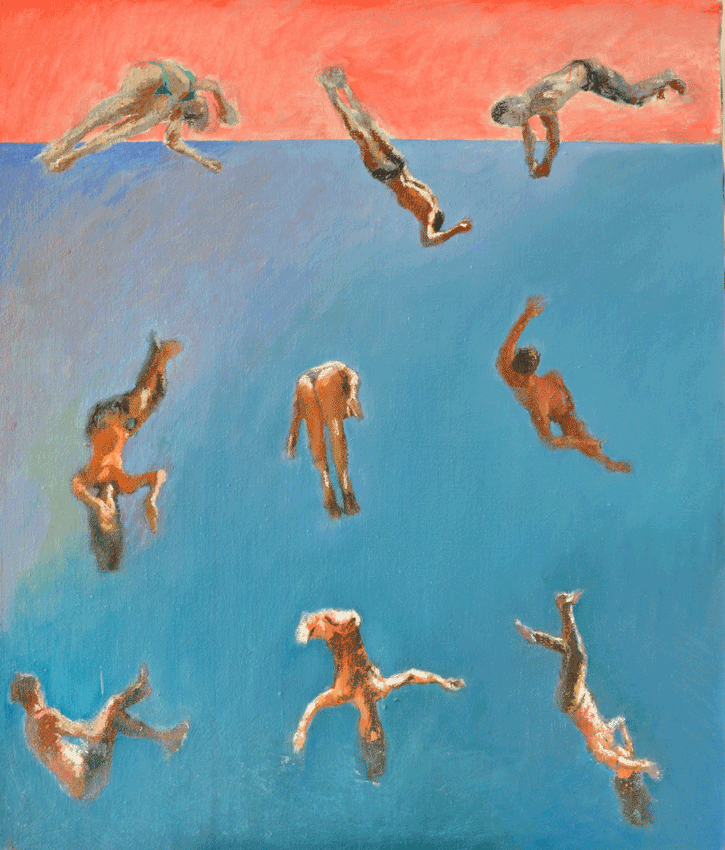 Red and Blue Painting of people doing Parkour, Freerunning and Diving;></a></a>
  <p>
  <!-- TemplateBeginEditable name=